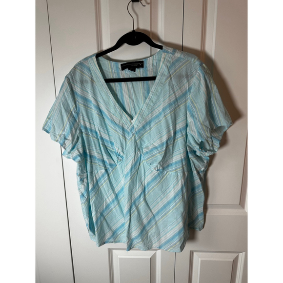 Venezia Tops - Women's Venezia Blue Striped Blouse Plus Size 26